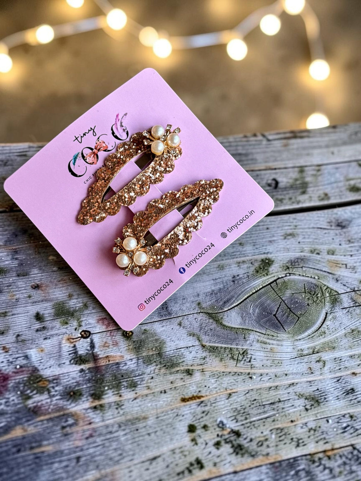 Chandni Chunky Gold Glitter & Pearl Hair Clips