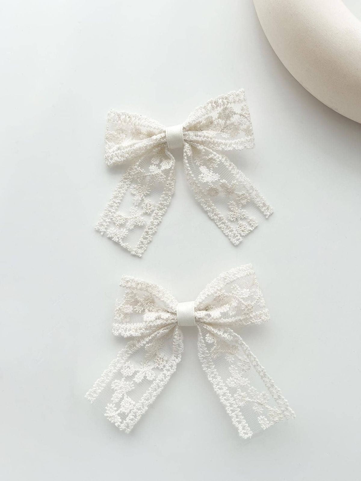 Delicate Floral Lace Bow Set