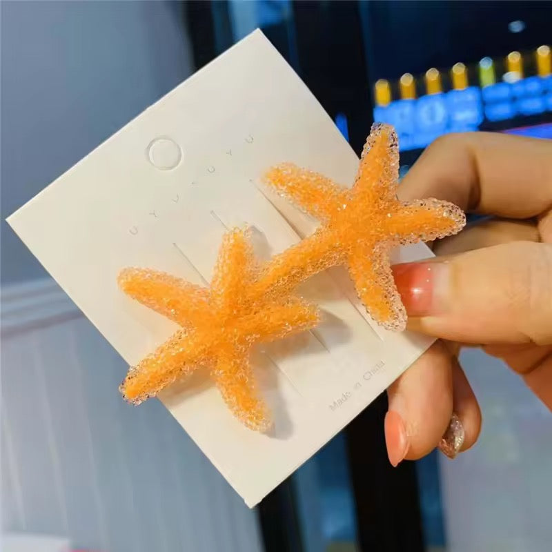 Glittering Starfish Hair Clips