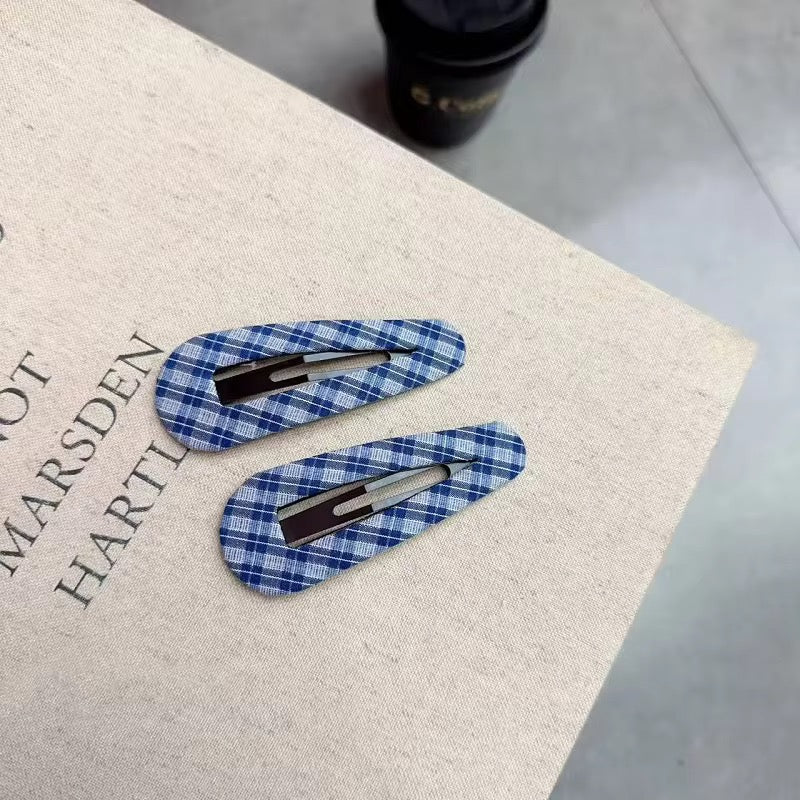 Classic Gingham Fabric Snap Clips