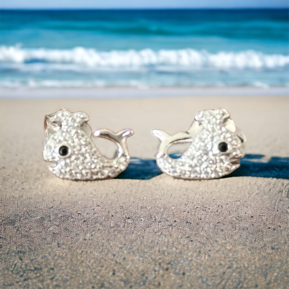 Silver Swarovski Whale Earrings