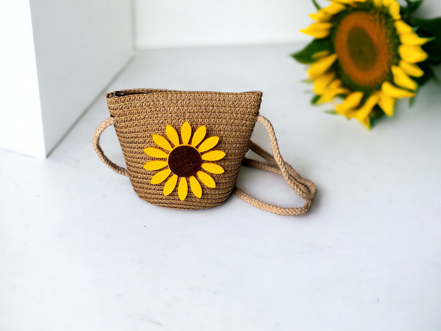 Sunny Days Sparkle: Mini Straw Beach Bag (5")