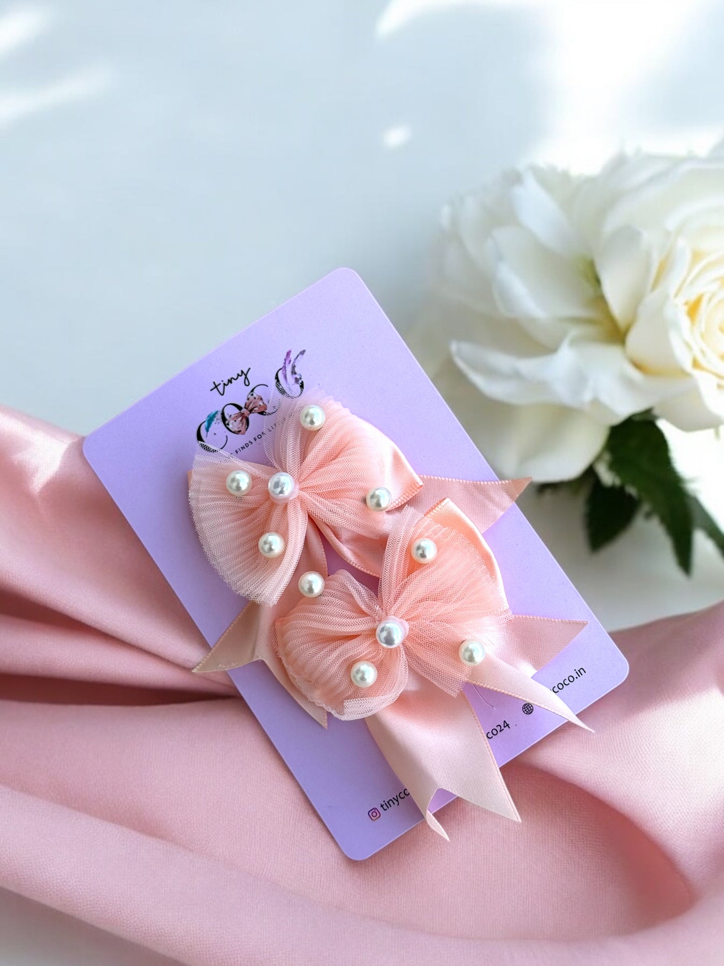 Elegant Pearl Bow Hairpins (Available in various colors)