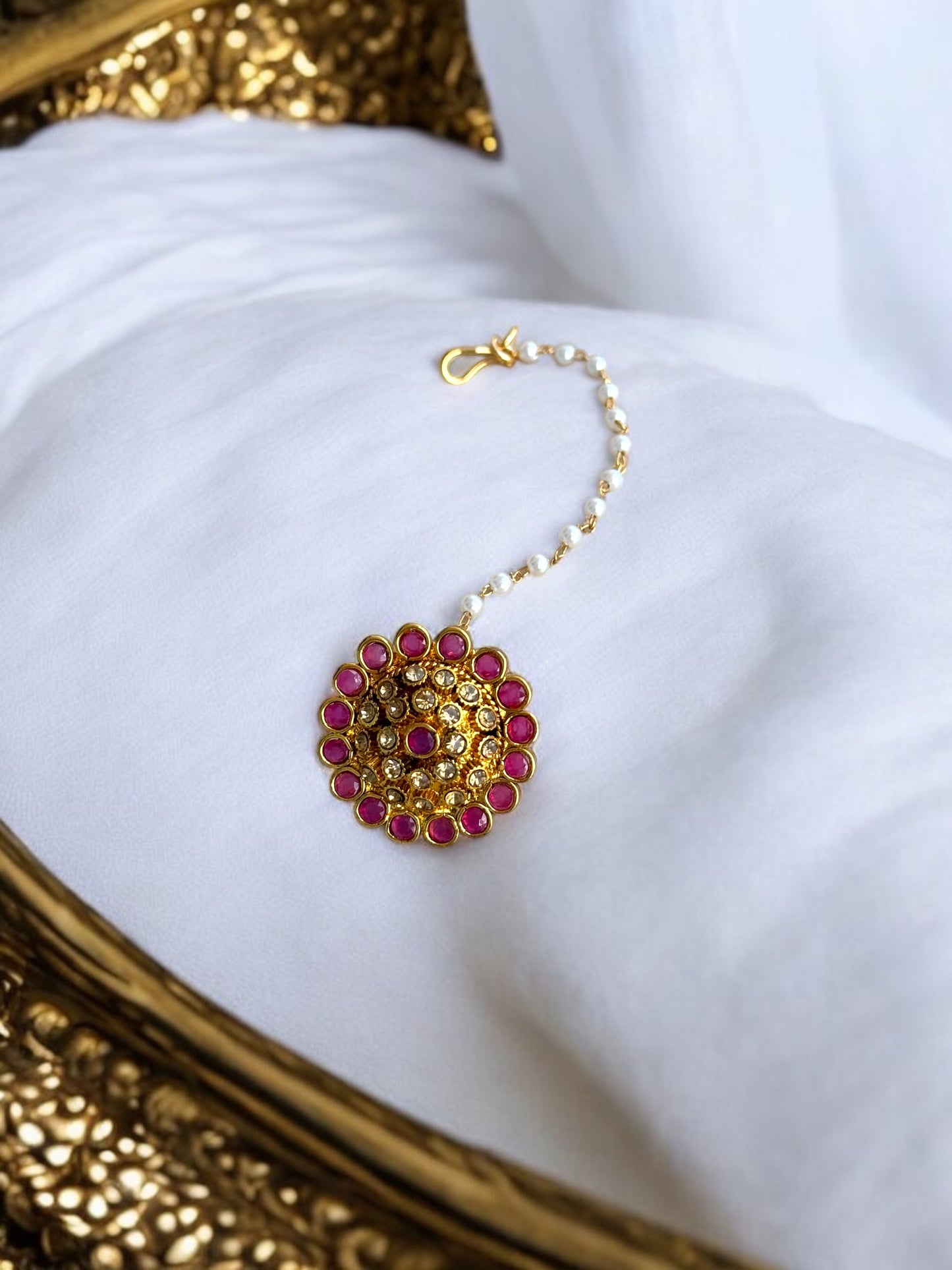 Ethnic Maang Tikka with Pearl and Gemstones