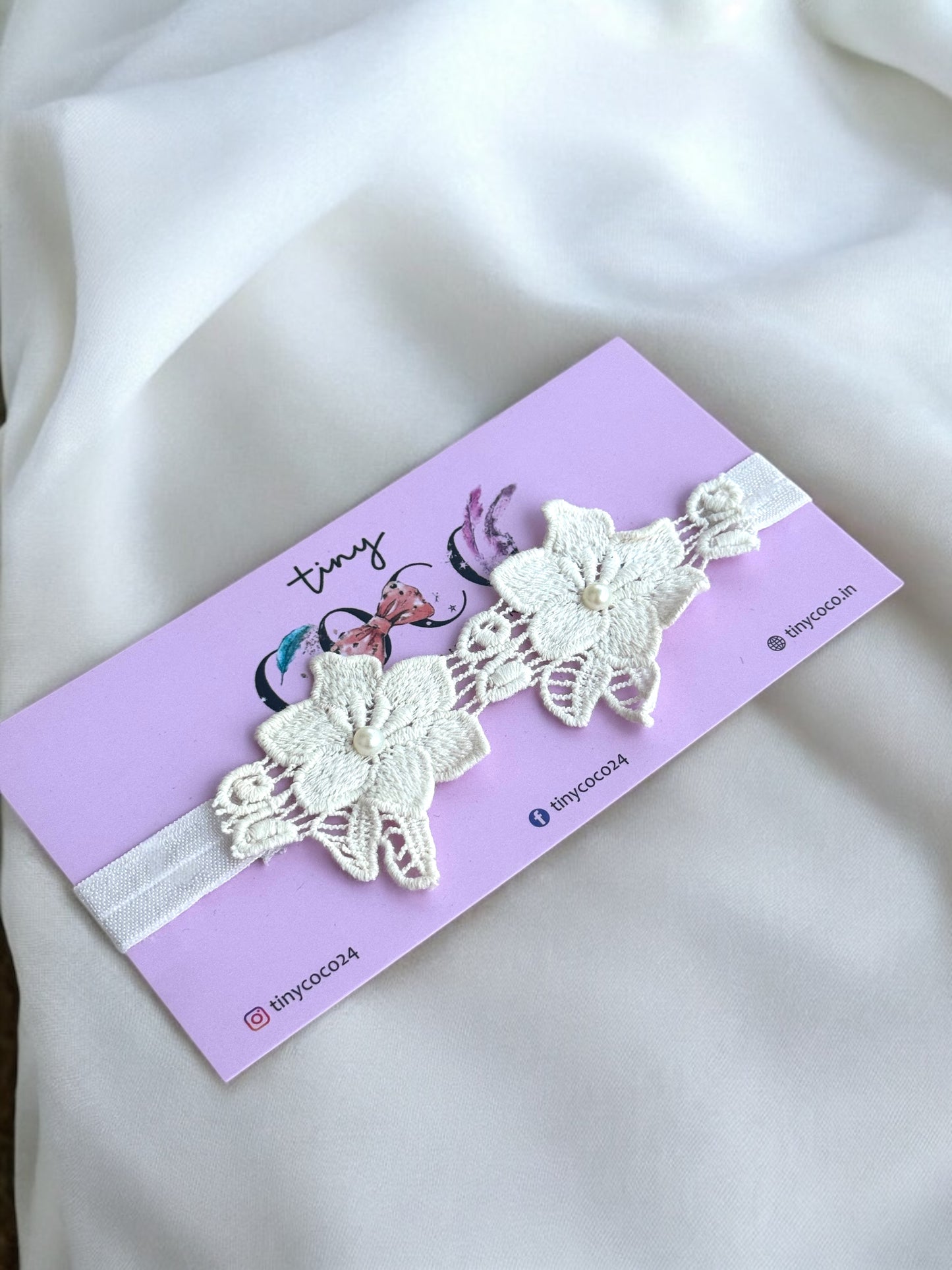 Pearl Center Lace Flower Headband