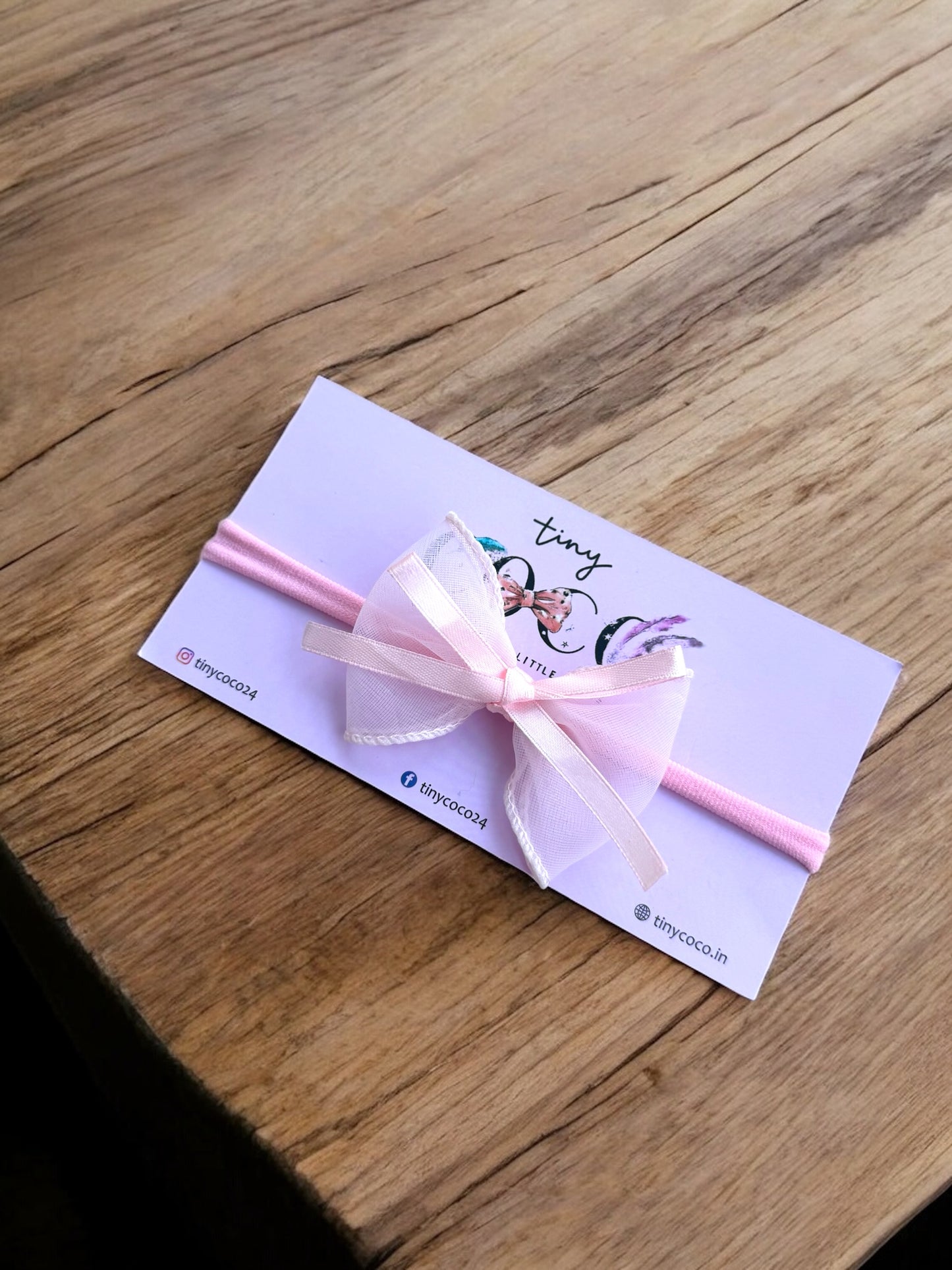 Whisper Pink Tulle Bow Headband