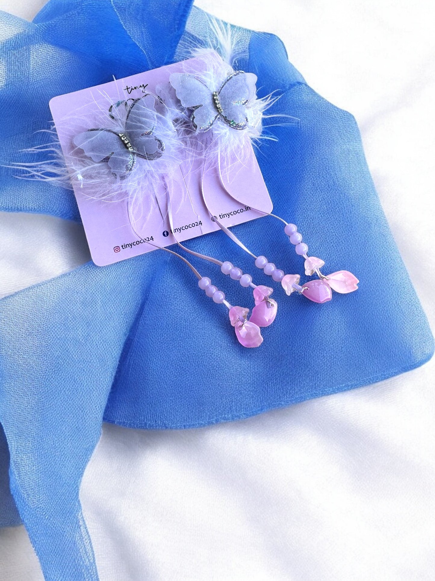 Premium Feathered Butterfly Cascade Clips