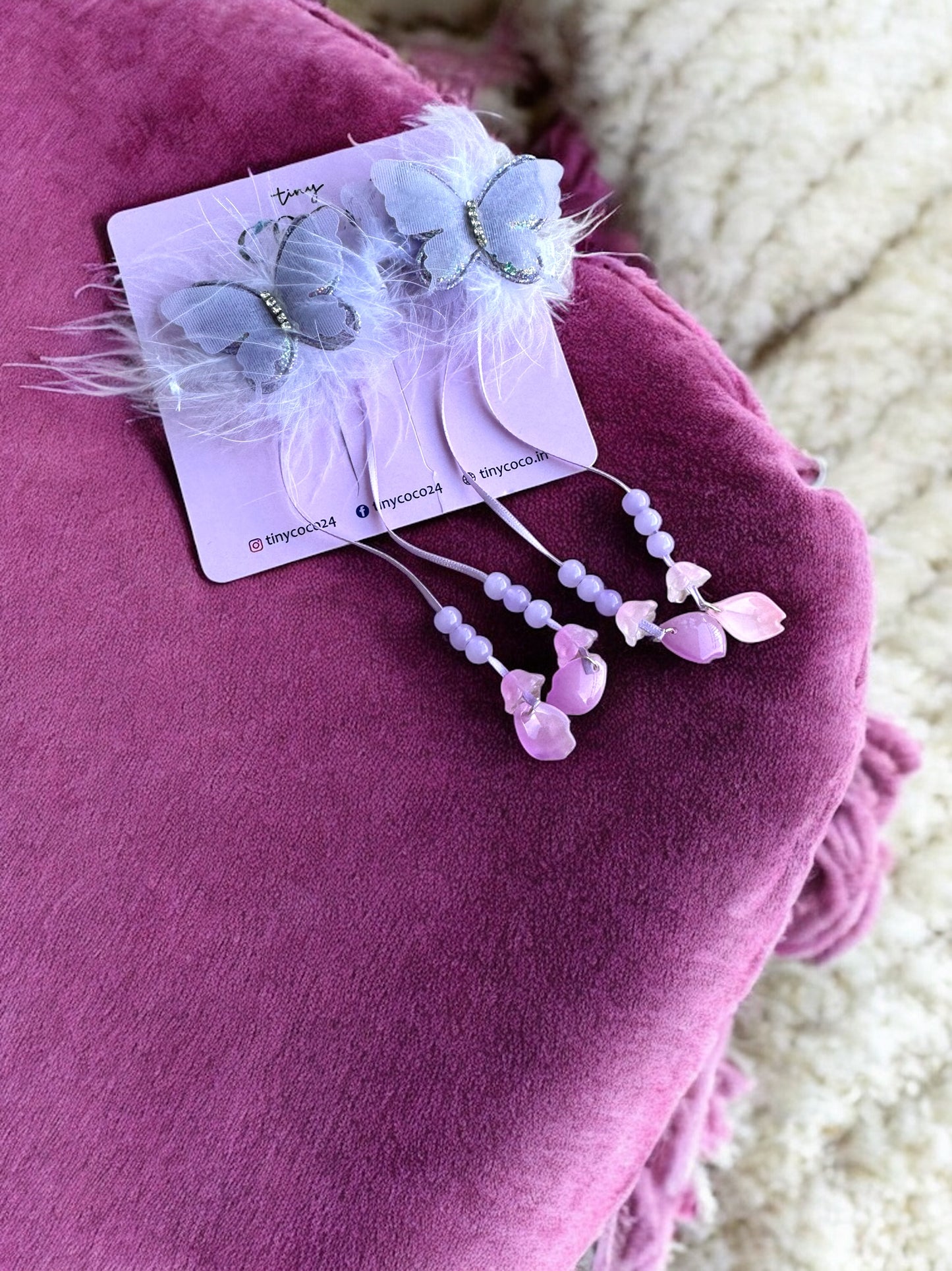 Premium Feathered Butterfly Cascade Clips