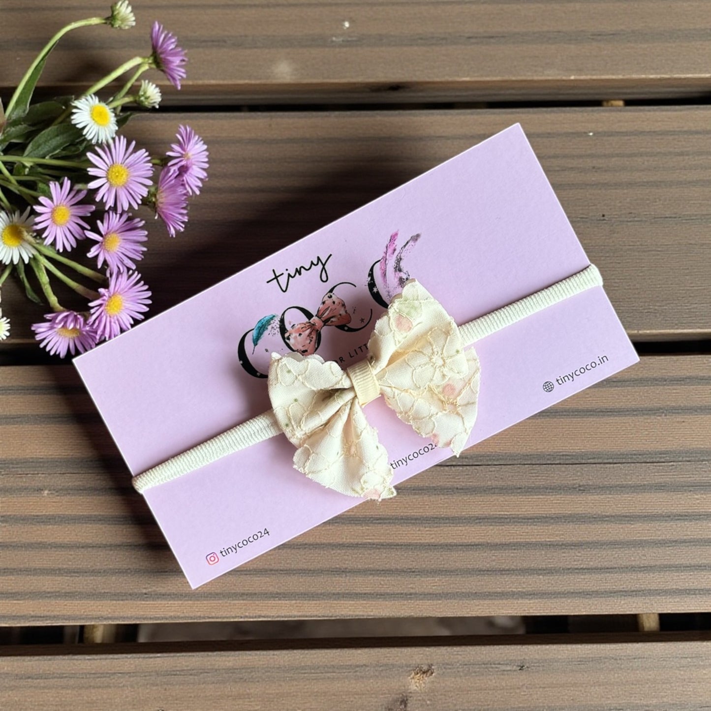 Cream Petals Lace Bow