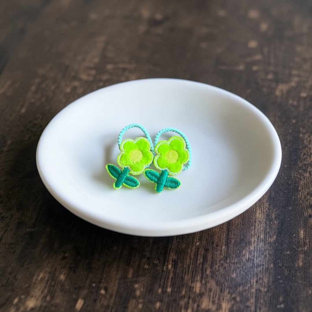 Meadow Bloom Embroidered Hair Ties (Set of 2)