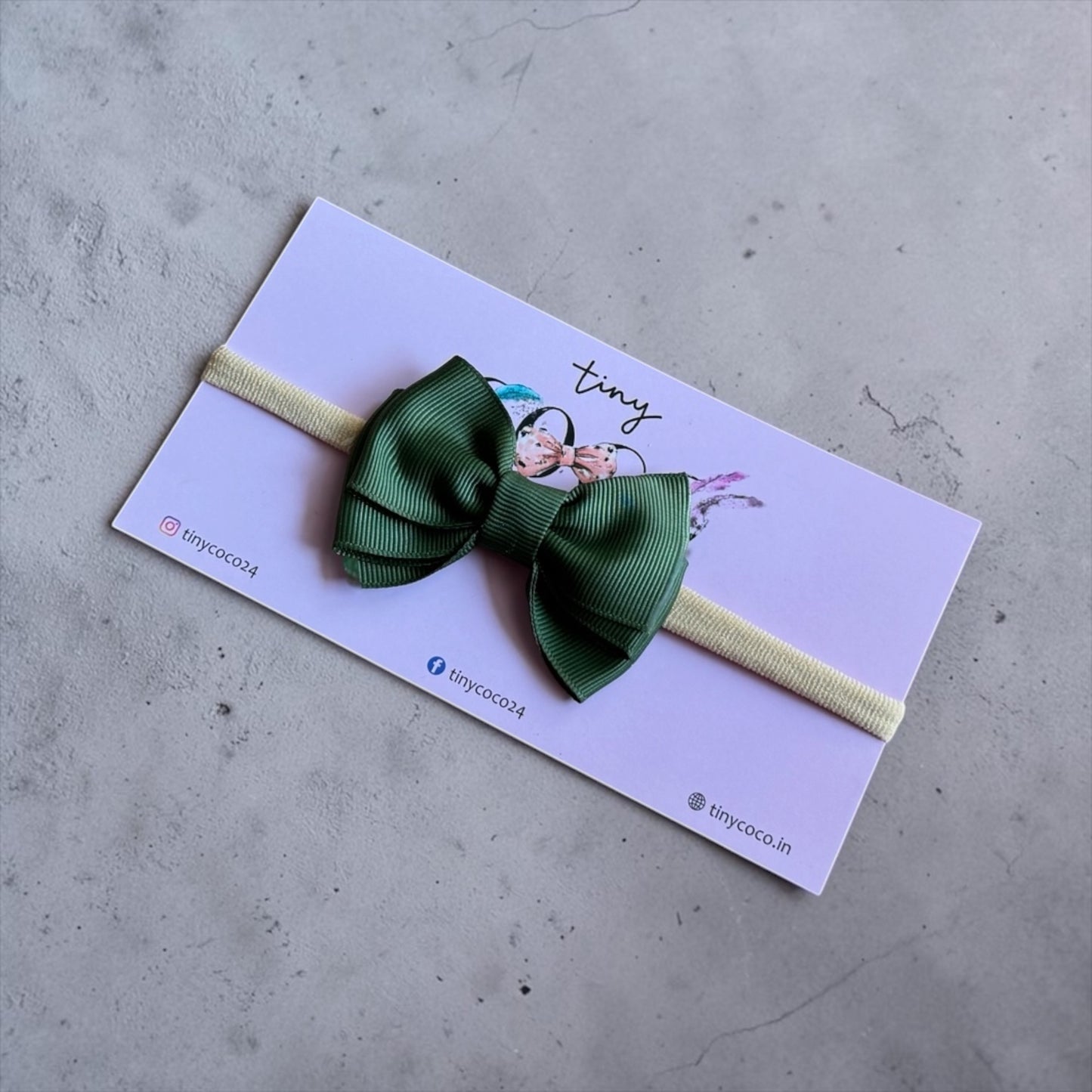 Earthy Olive Layered Grosgrain Bow