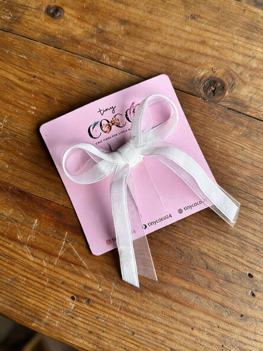 Aria Satin-Edge Sheer Ribbon Bow Clip