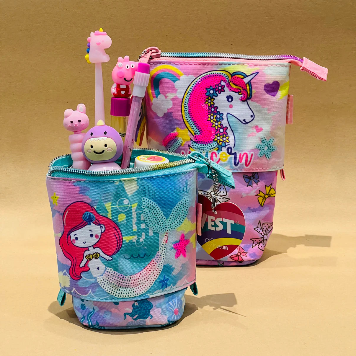 Premium Double Compartment Stand and Slide Pencil Case