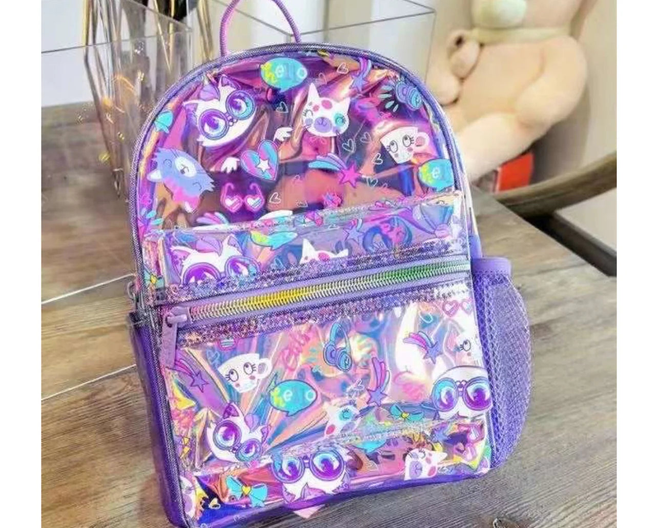Purple holographic backpack hotsell