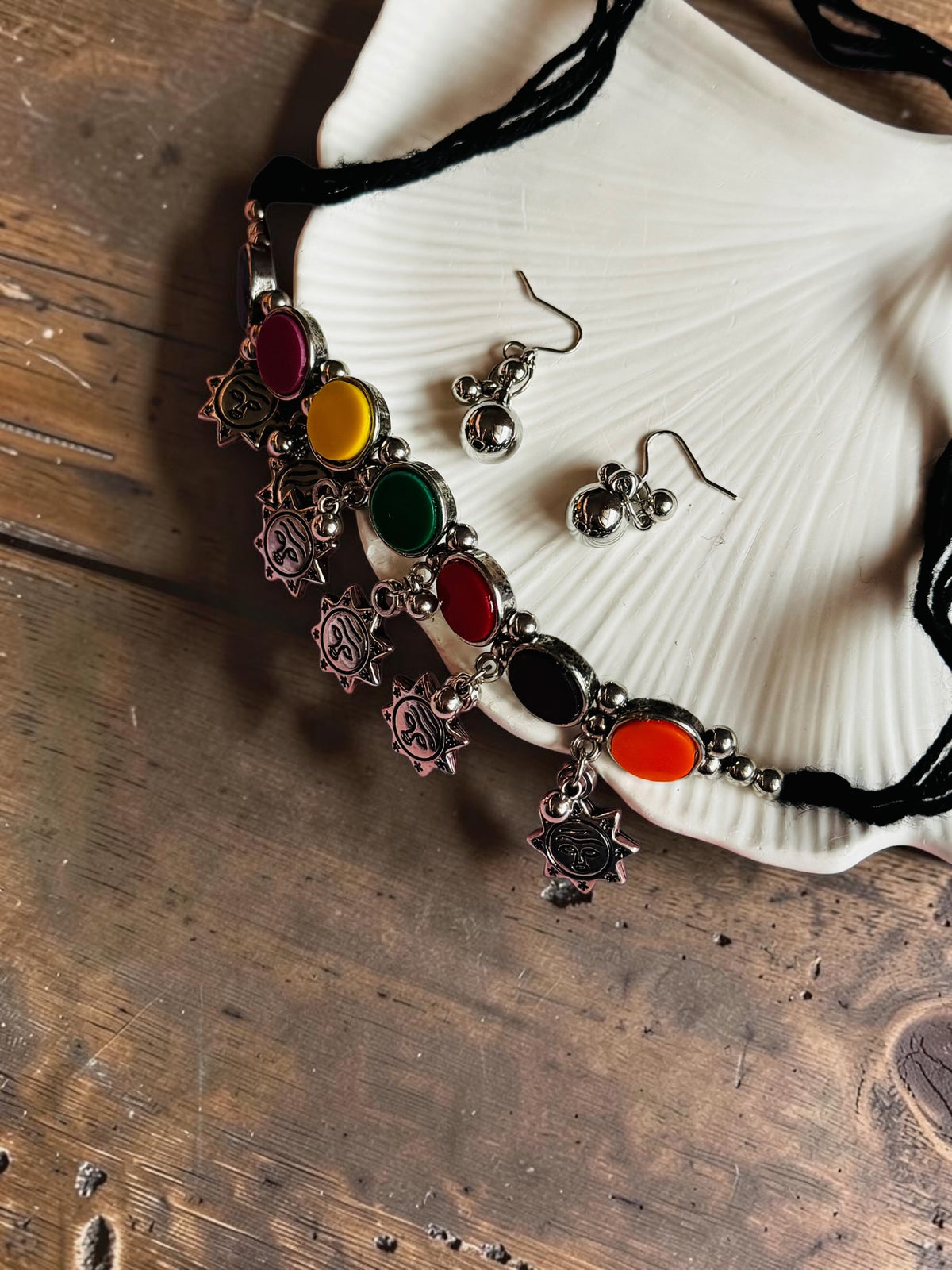 Rang-e-Noor Multicolour Oxidised Choker Set