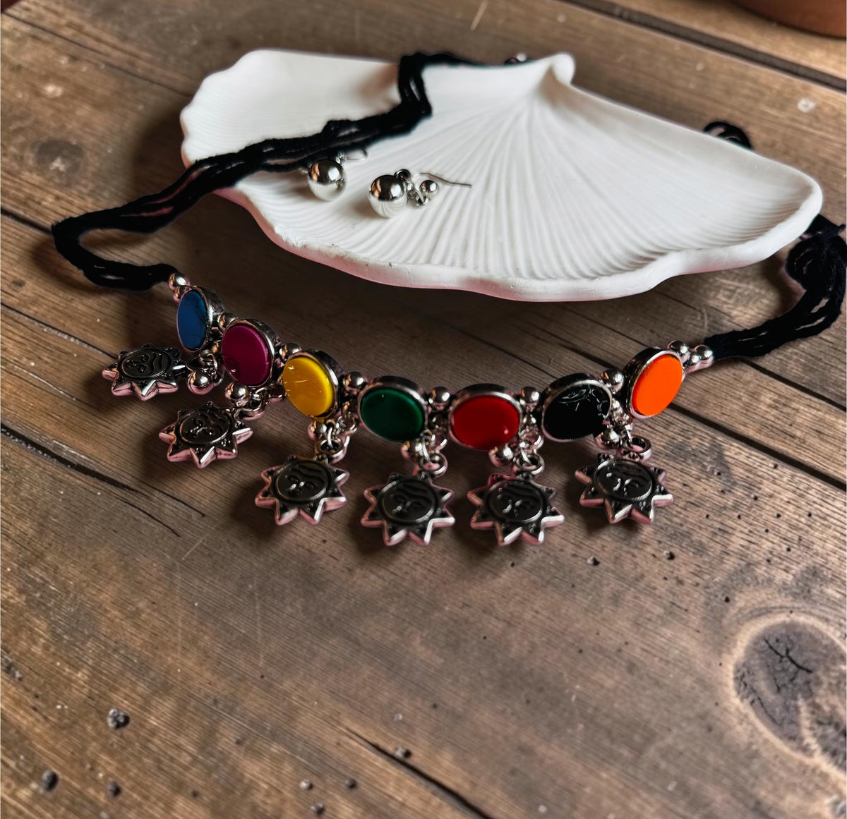 Rang-e-Noor Multicolour Oxidised Choker Set