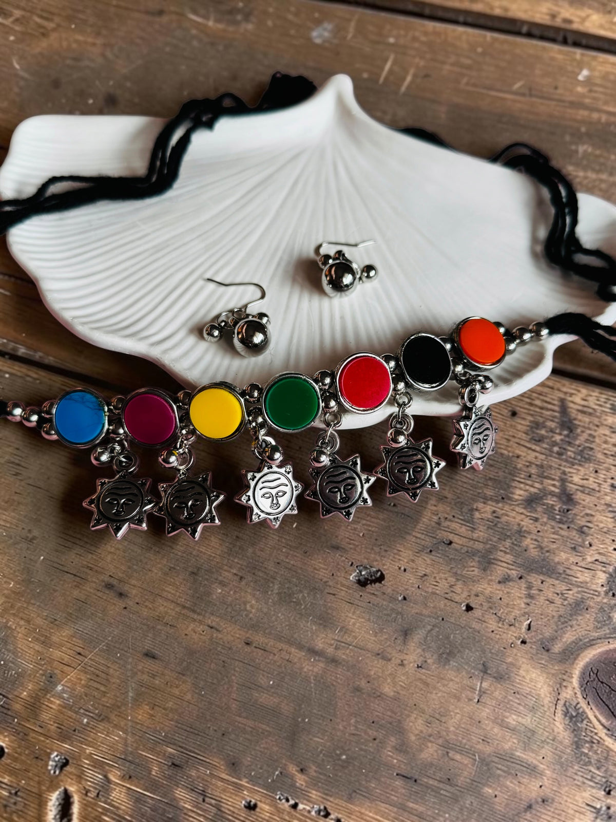 Rang-e-Noor Multicolour Oxidised Choker Set