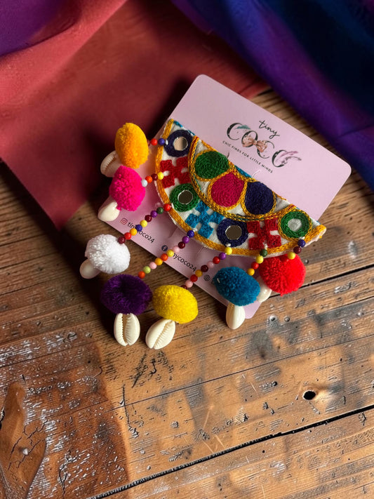 Ghungroo & Pom-Pom Kutchi Embroidered Hair Clip