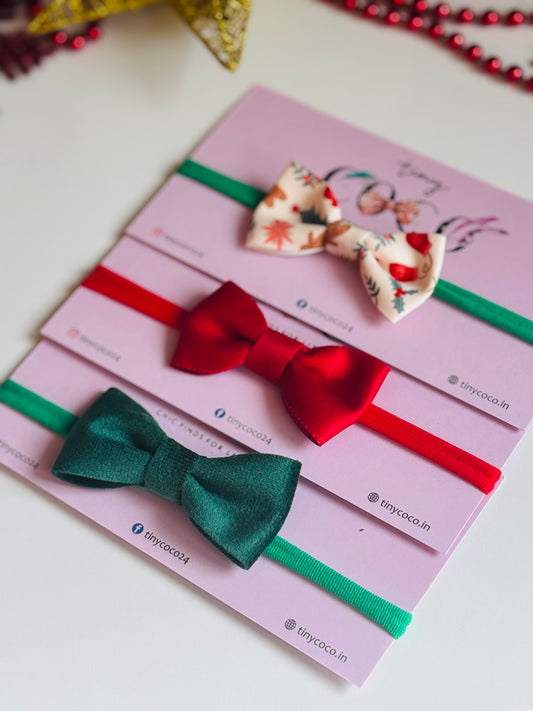 Merry & Bright Holiday Bow Headbands (Set of 3)