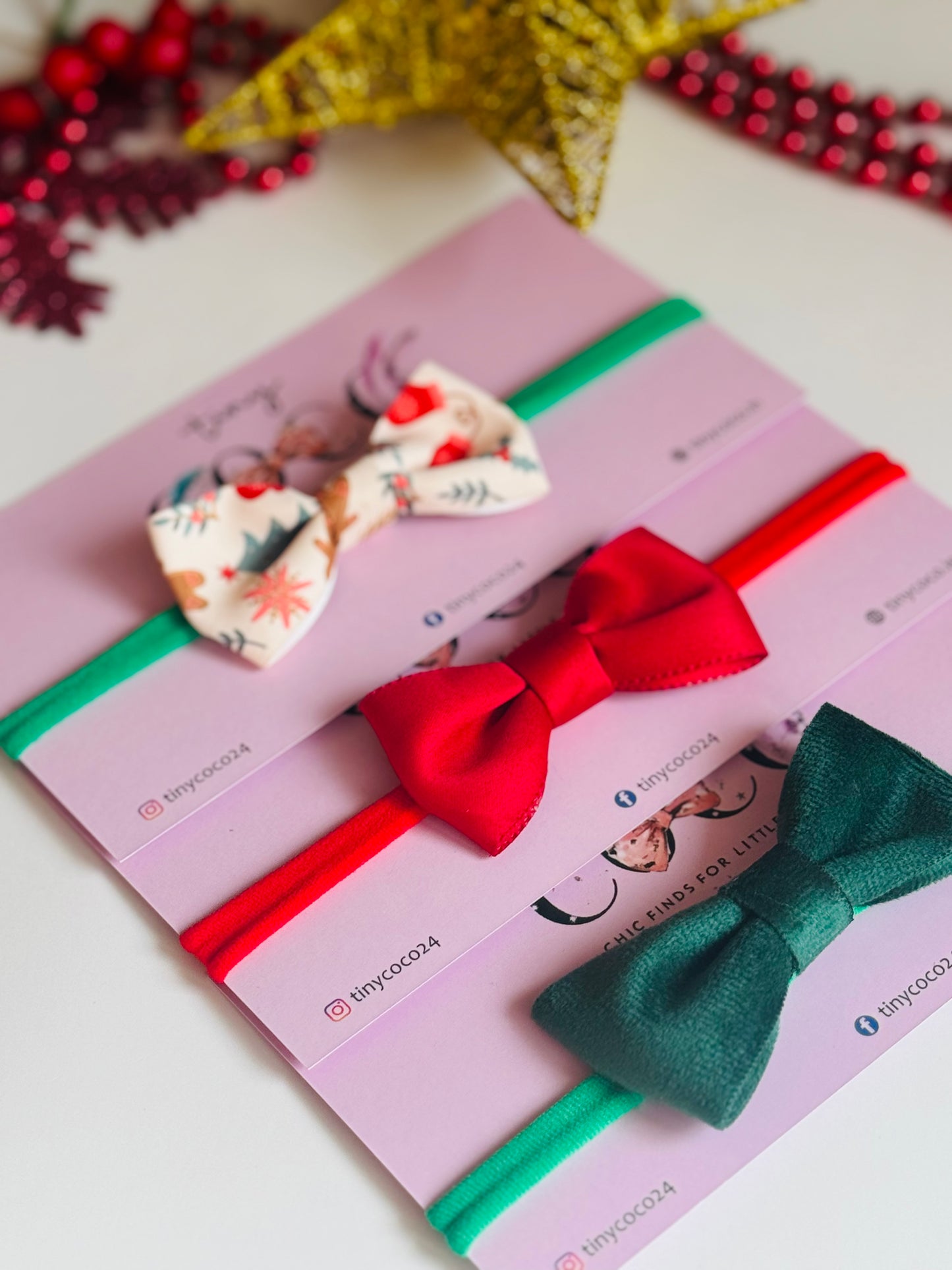 Merry & Bright Holiday Bow Headbands (Set of 3)