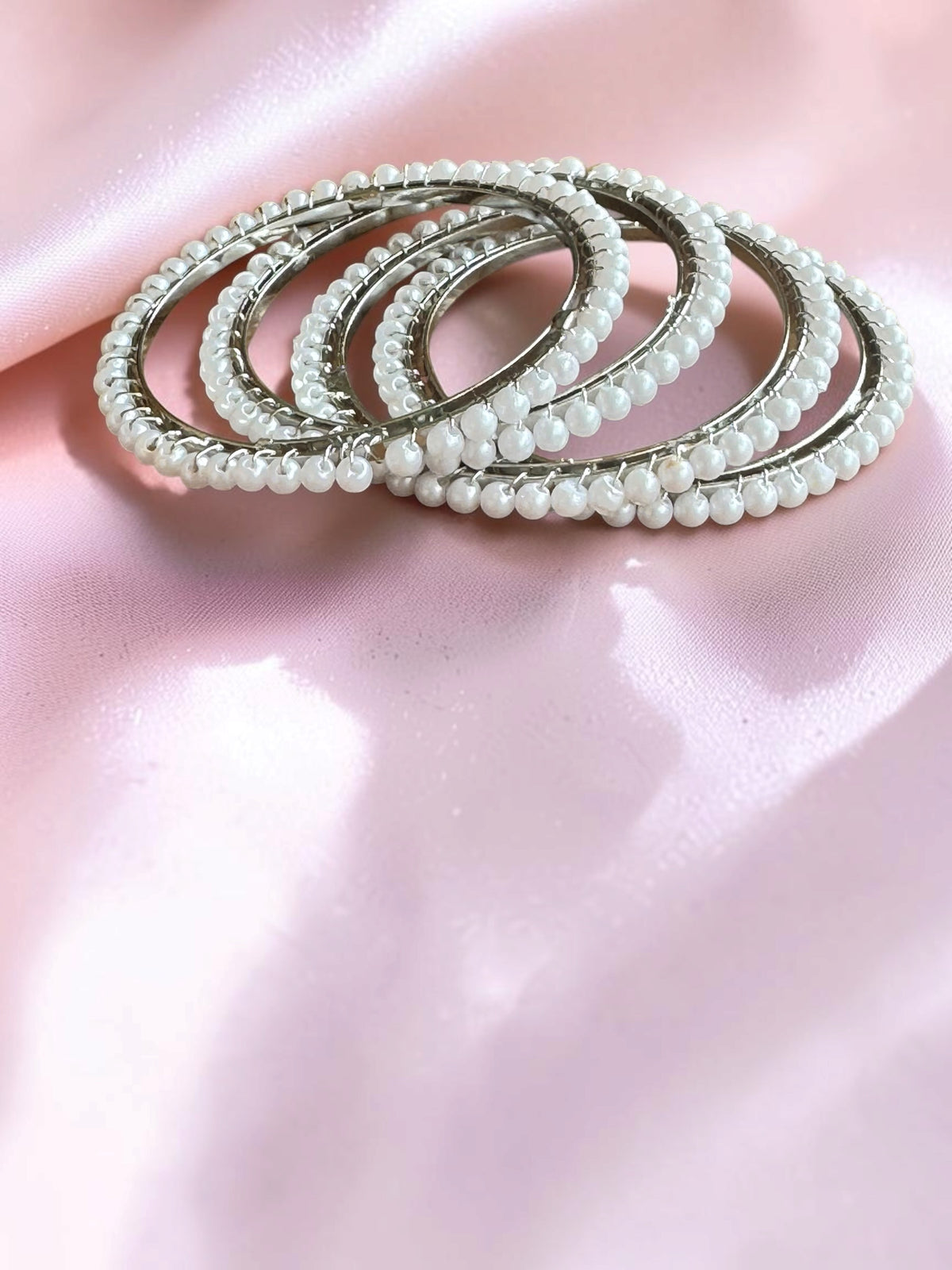 Moti Rani Wire-Wrapped Pearl Bangle Set