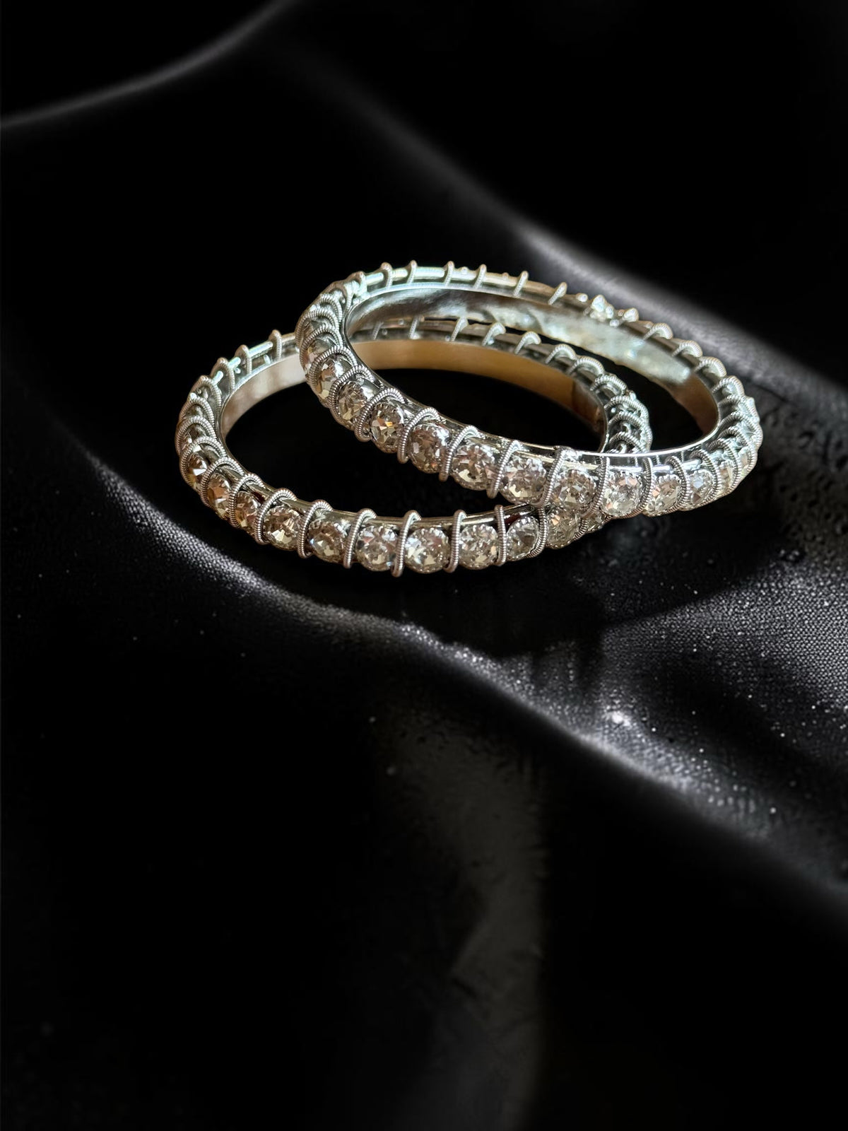 Chandni Silver Stone-Studded Kada Stack