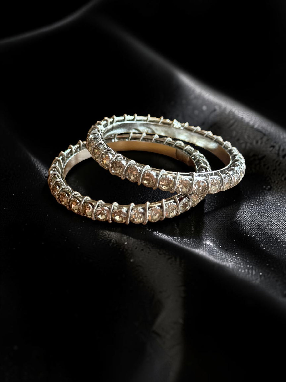 Chandni Silver Stone-Studded Kada Stack