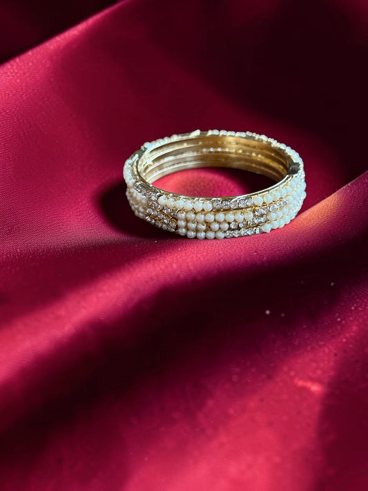 Moti & Crystal Shimmer Bangle Set