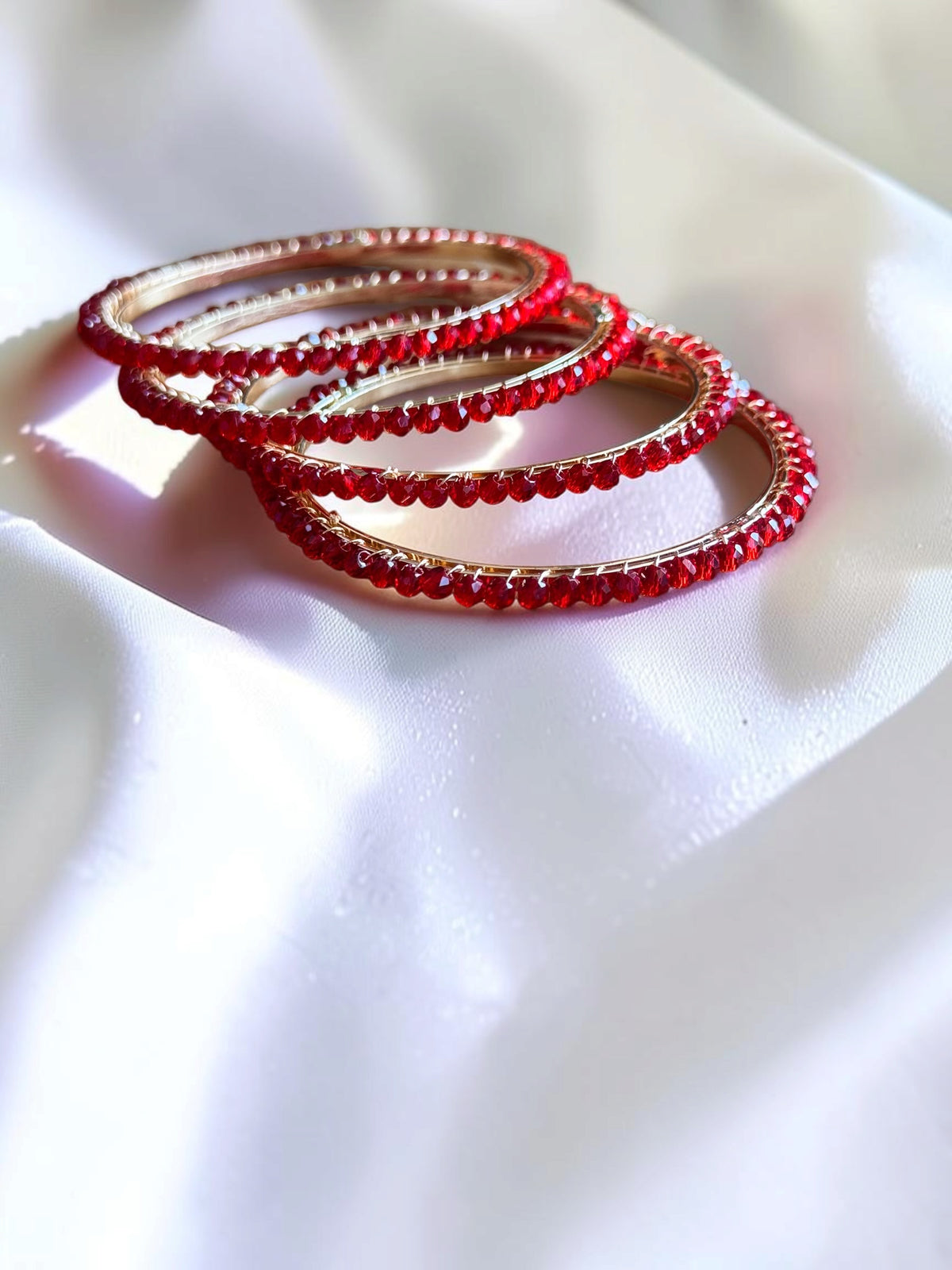Tara Crystal Bead Shimmer Bangle Set