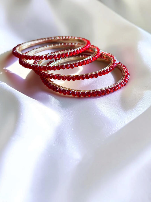 Tara Crystal Bead Shimmer Bangle Set