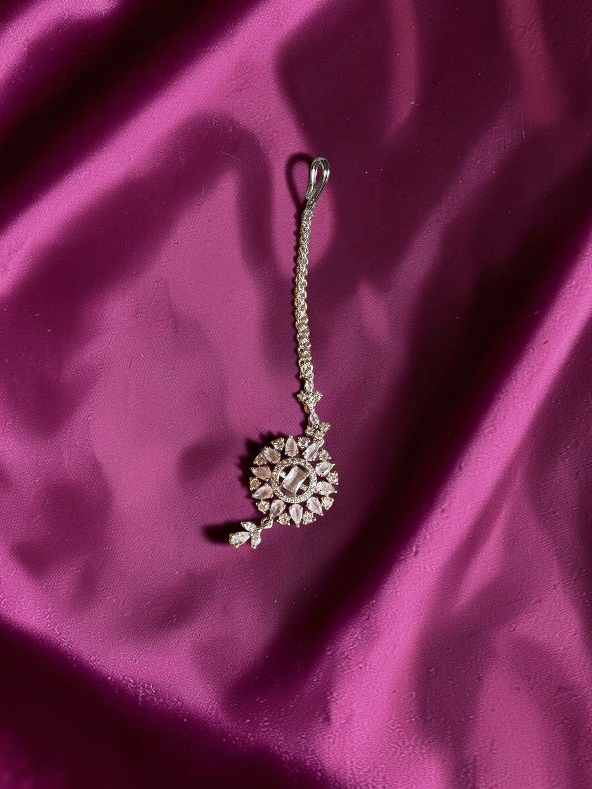 Jhanvi Crystal Bloom American Diamond Maang Tikka