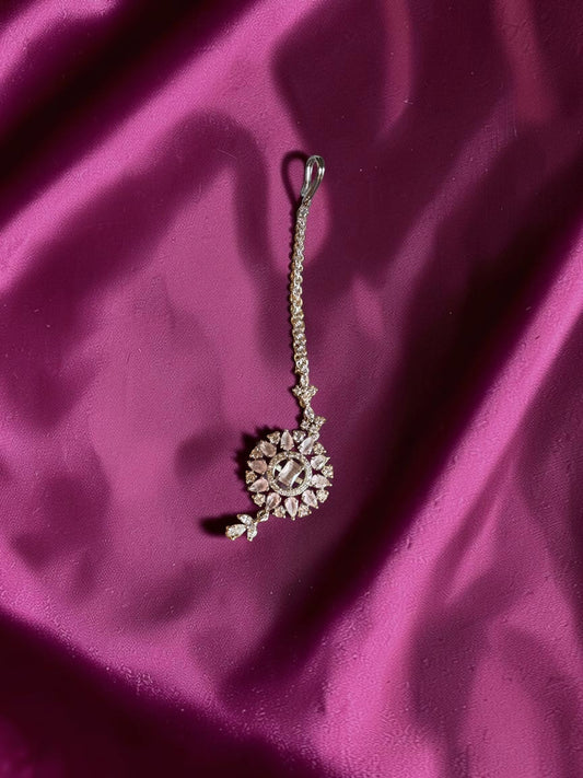 Jhanvi Crystal Bloom American Diamond Maang Tikka