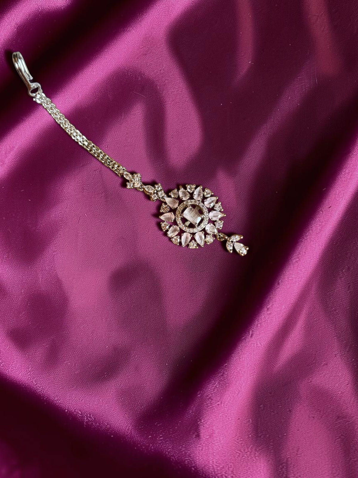 Jhanvi Crystal Bloom American Diamond Maang Tikka