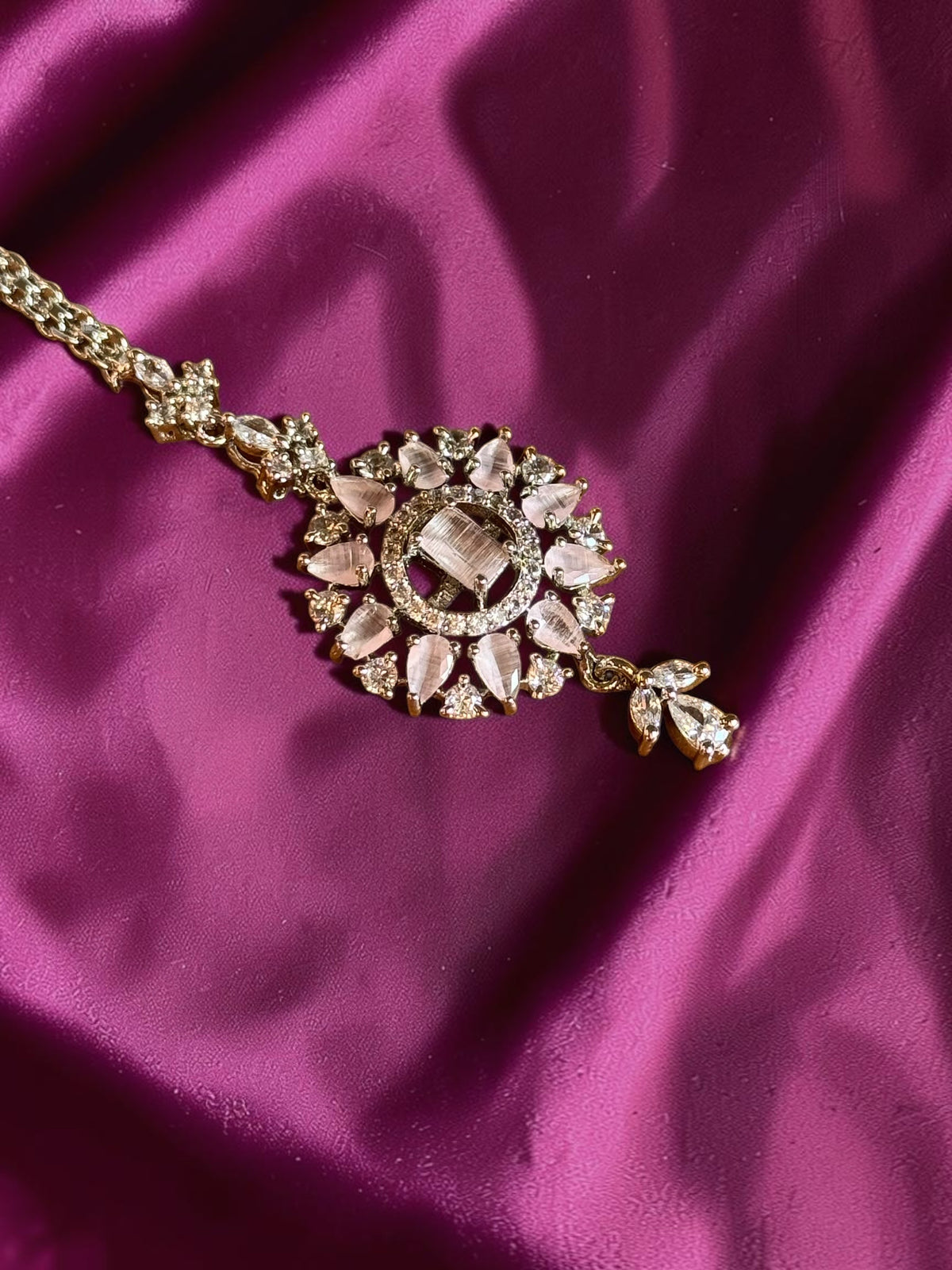 Jhanvi Crystal Bloom American Diamond Maang Tikka