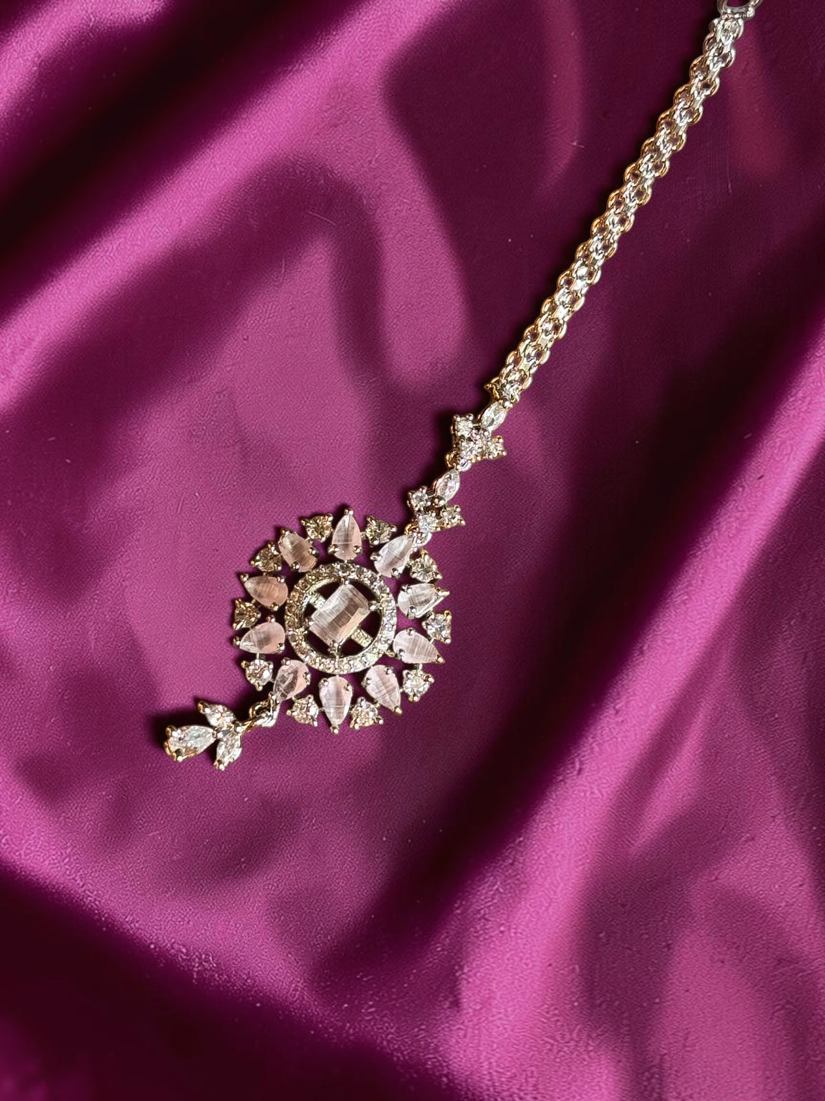 Jhanvi Crystal Bloom American Diamond Maang Tikka