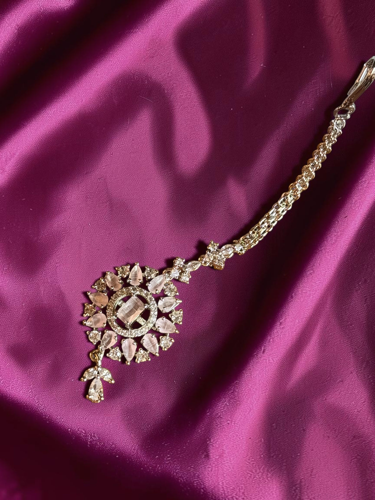 Jhanvi Crystal Bloom American Diamond Maang Tikka