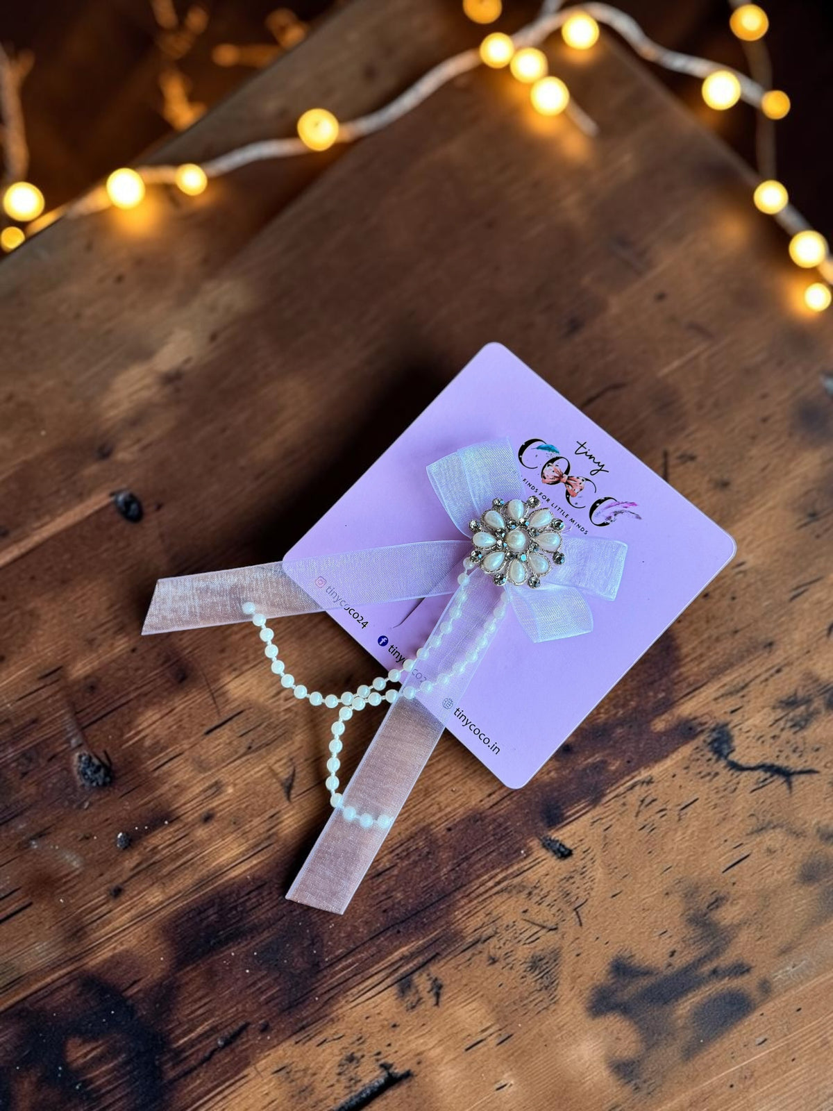 Aalia Pearl Garland Organza Streamer Bow