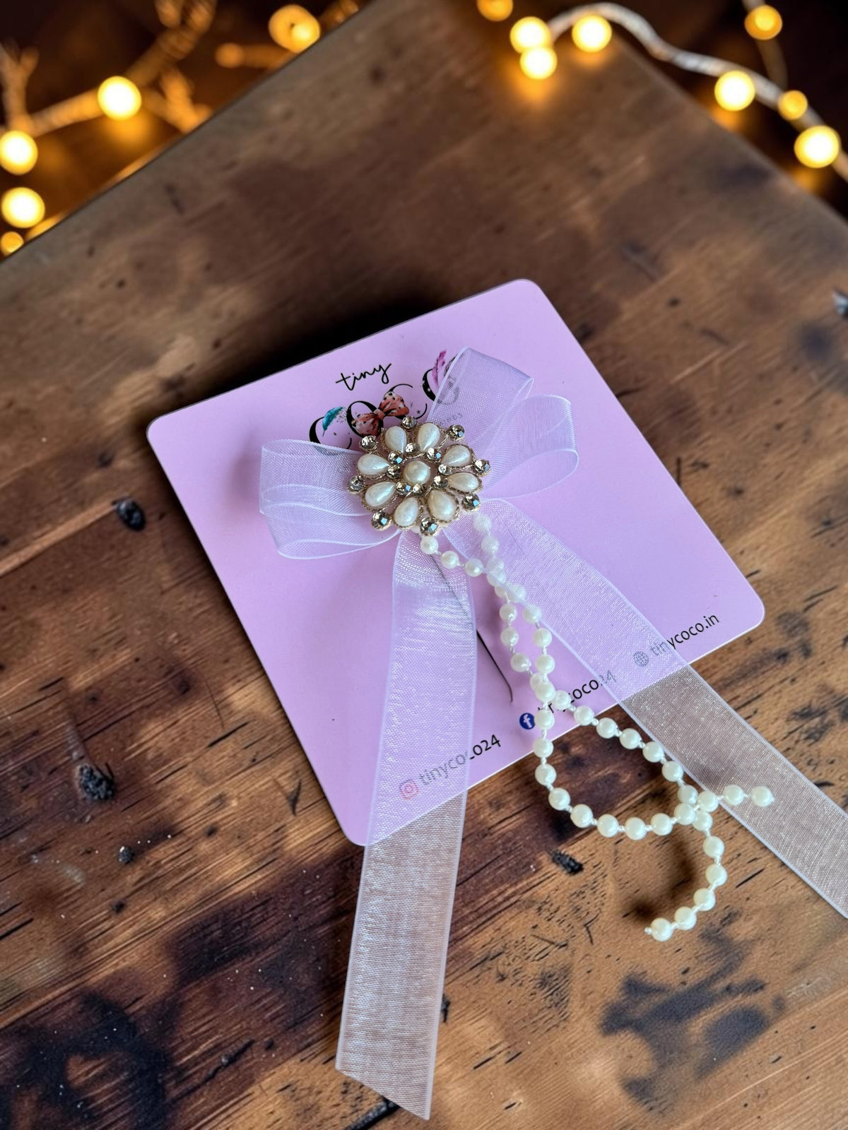 Aalia Pearl Garland Organza Streamer Bow