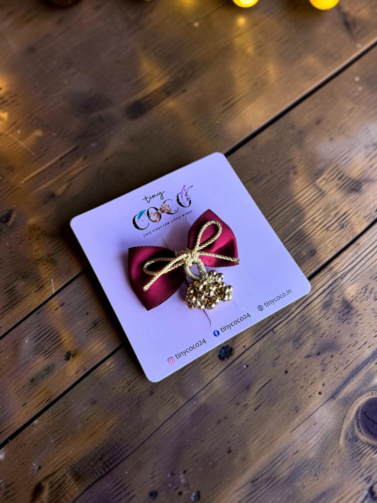 Mehr Maroon Zari & Golden Bead Bunch Bow Clip