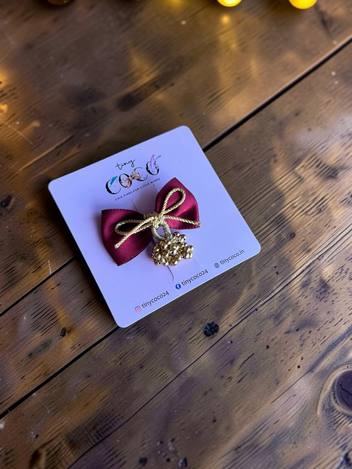 Mehr Maroon Zari & Golden Bead Bunch Bow Clip
