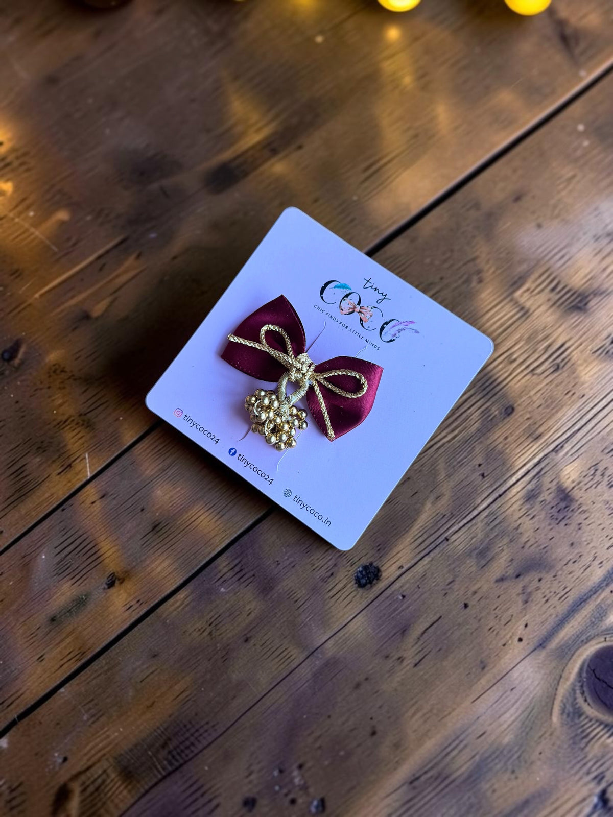 Mehr Maroon Zari & Golden Bead Bunch Bow Clip
