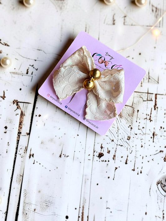 Sitara Floral Lace & Bauble Bow Clip