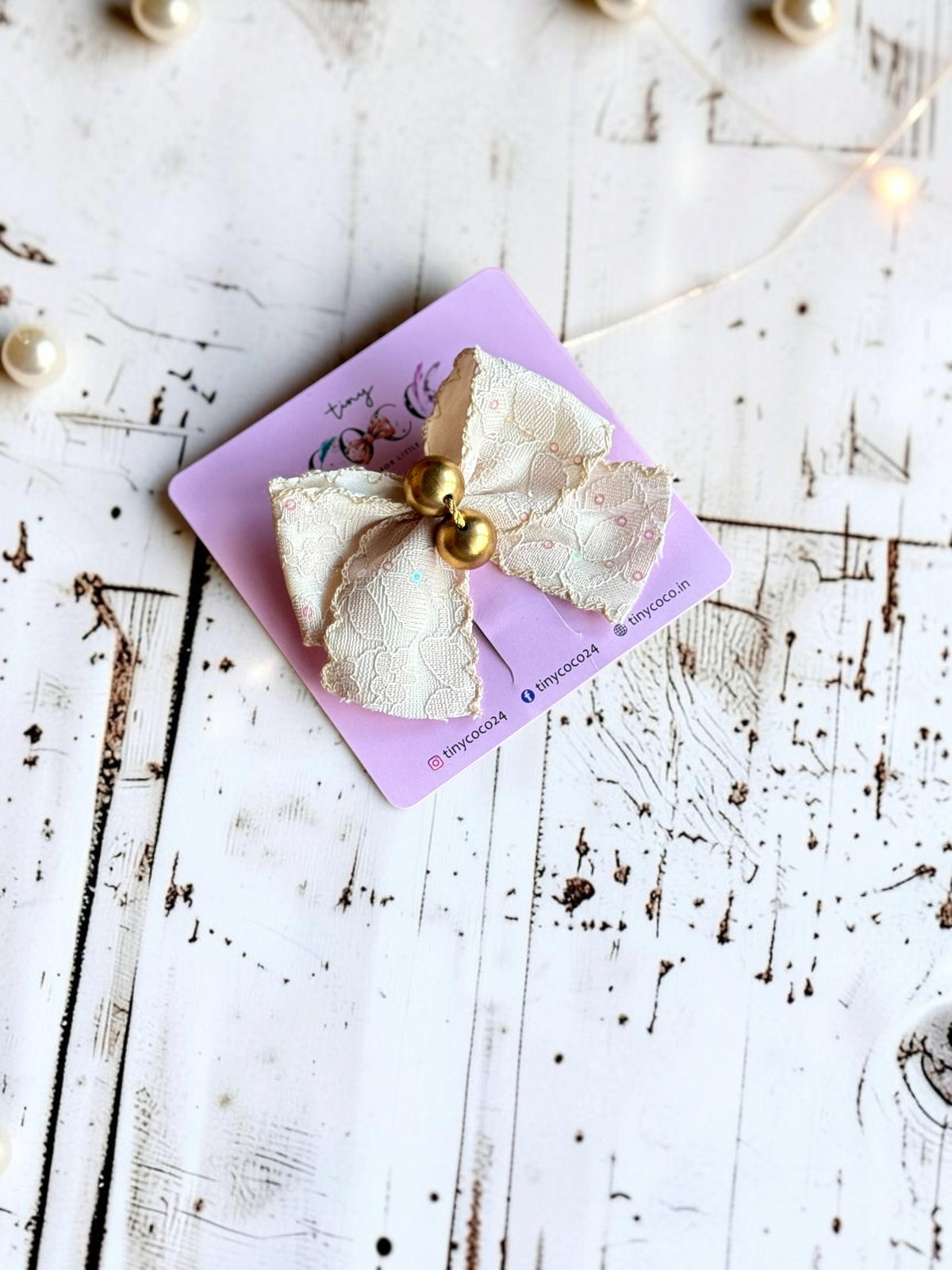 Sitara Floral Lace & Bauble Bow Clip