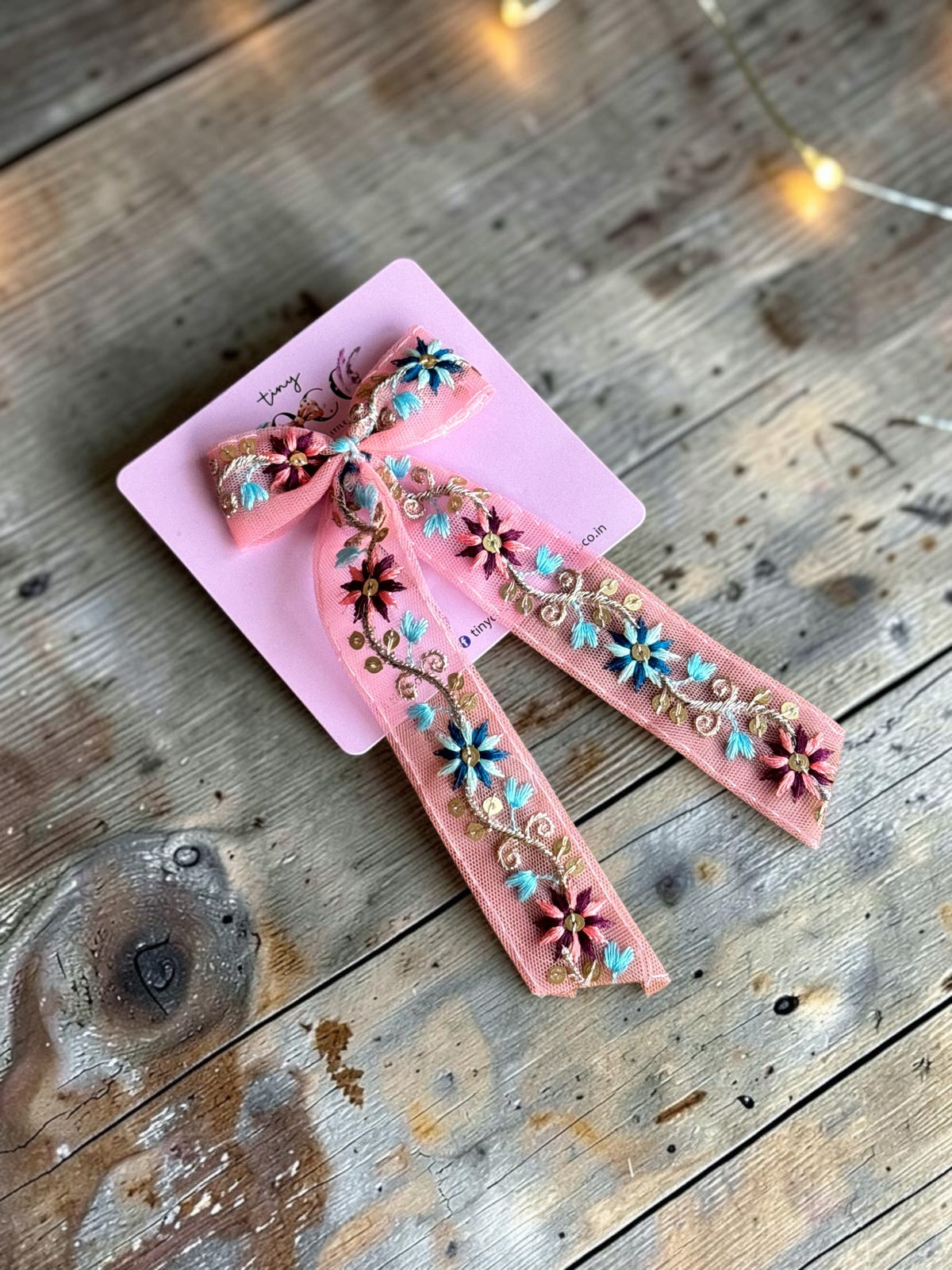 Gulabi Sequin Embroidered Streamer Bow