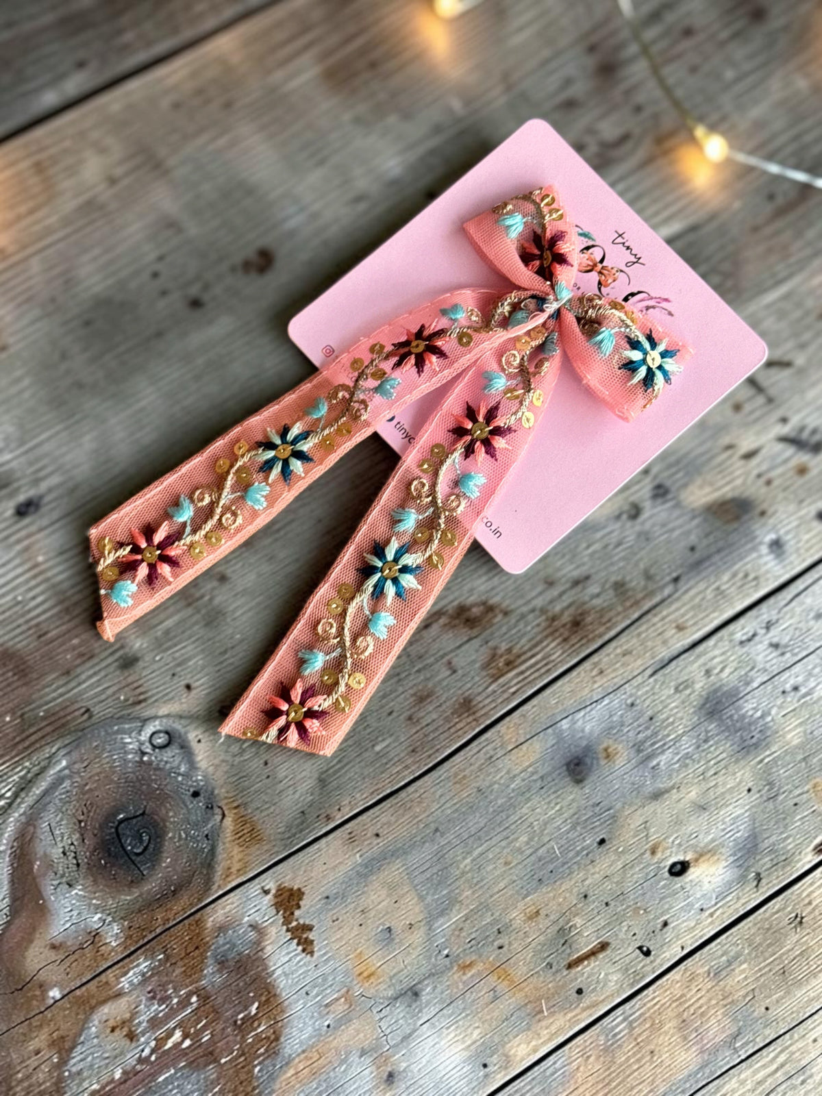 Gulabi Sequin Embroidered Streamer Bow