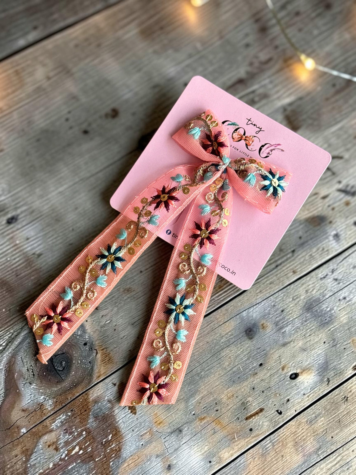 Gulabi Sequin Embroidered Streamer Bow