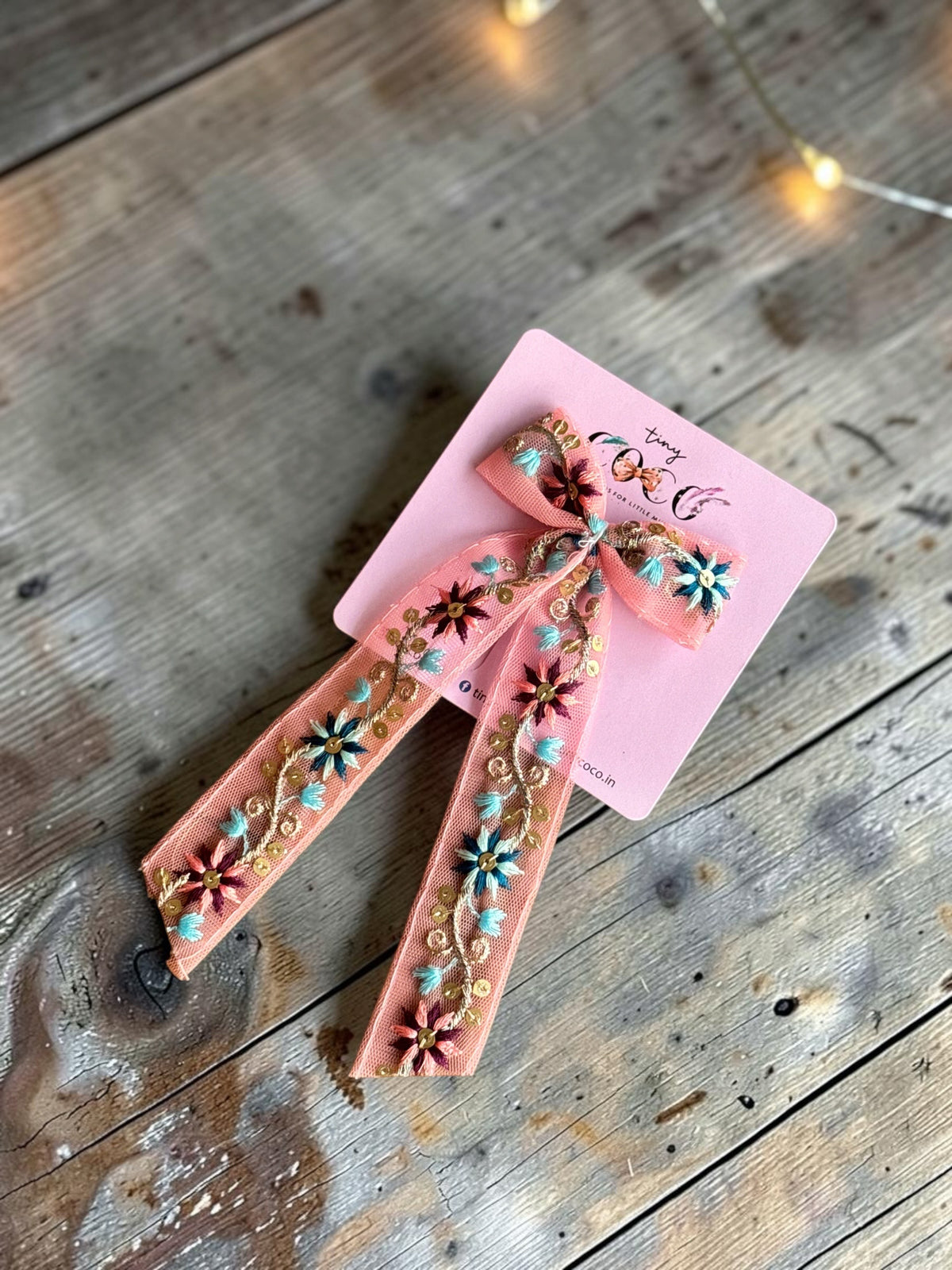Gulabi Sequin Embroidered Streamer Bow