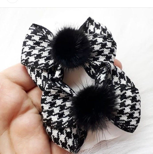 Fancy Frenchie Faux-Fur Bow Clips