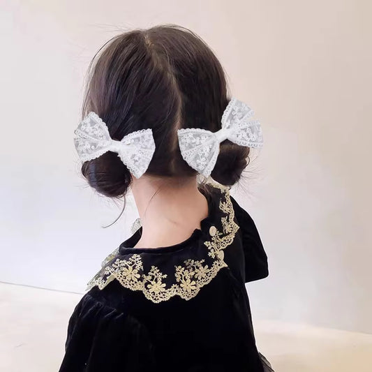 Mini Lace Flower Bow Clips