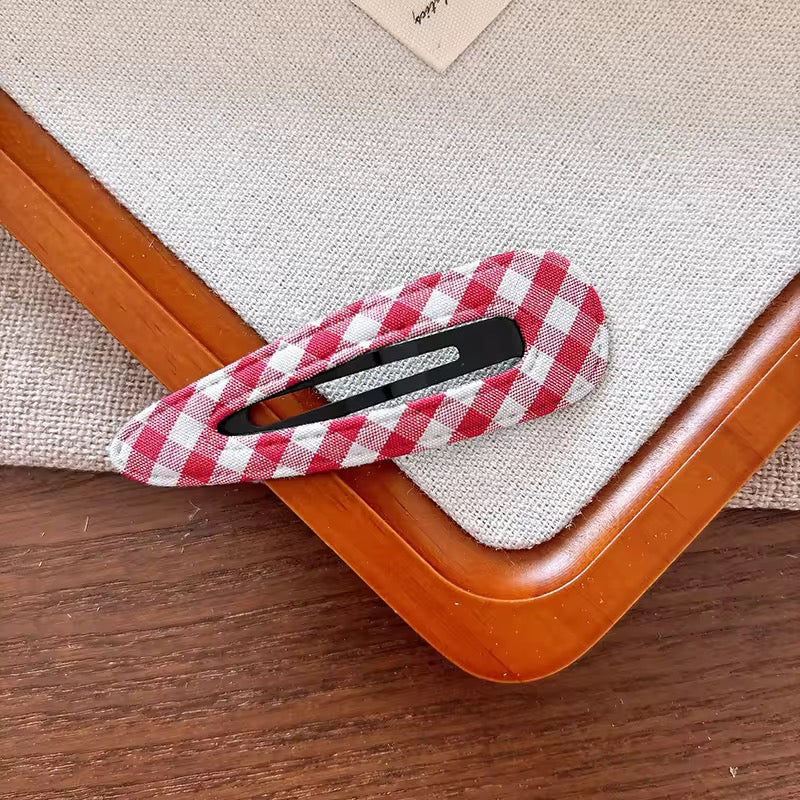 Classic Gingham Fabric Snap Clips